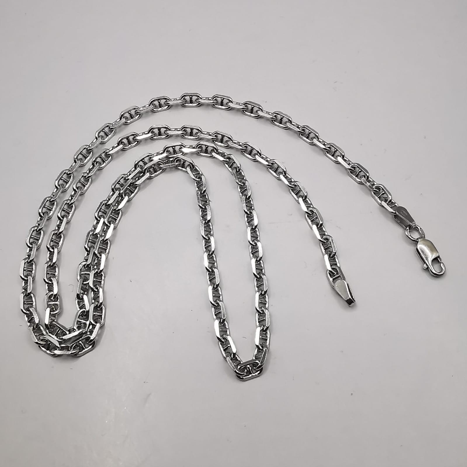 925 Sterling Silver Vintage Unusual Anchor Chain Necklace Thin Link Men’s