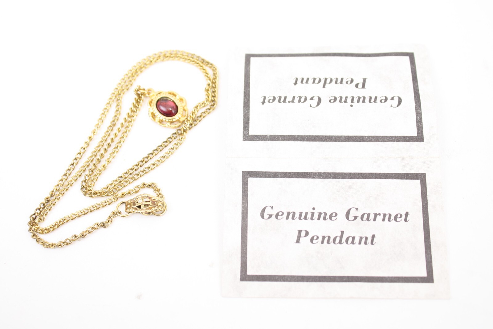 1984 Ronte Beverly Hills 1/2ct Garnet 14k Gold Electroplate Necklace Pendant COA