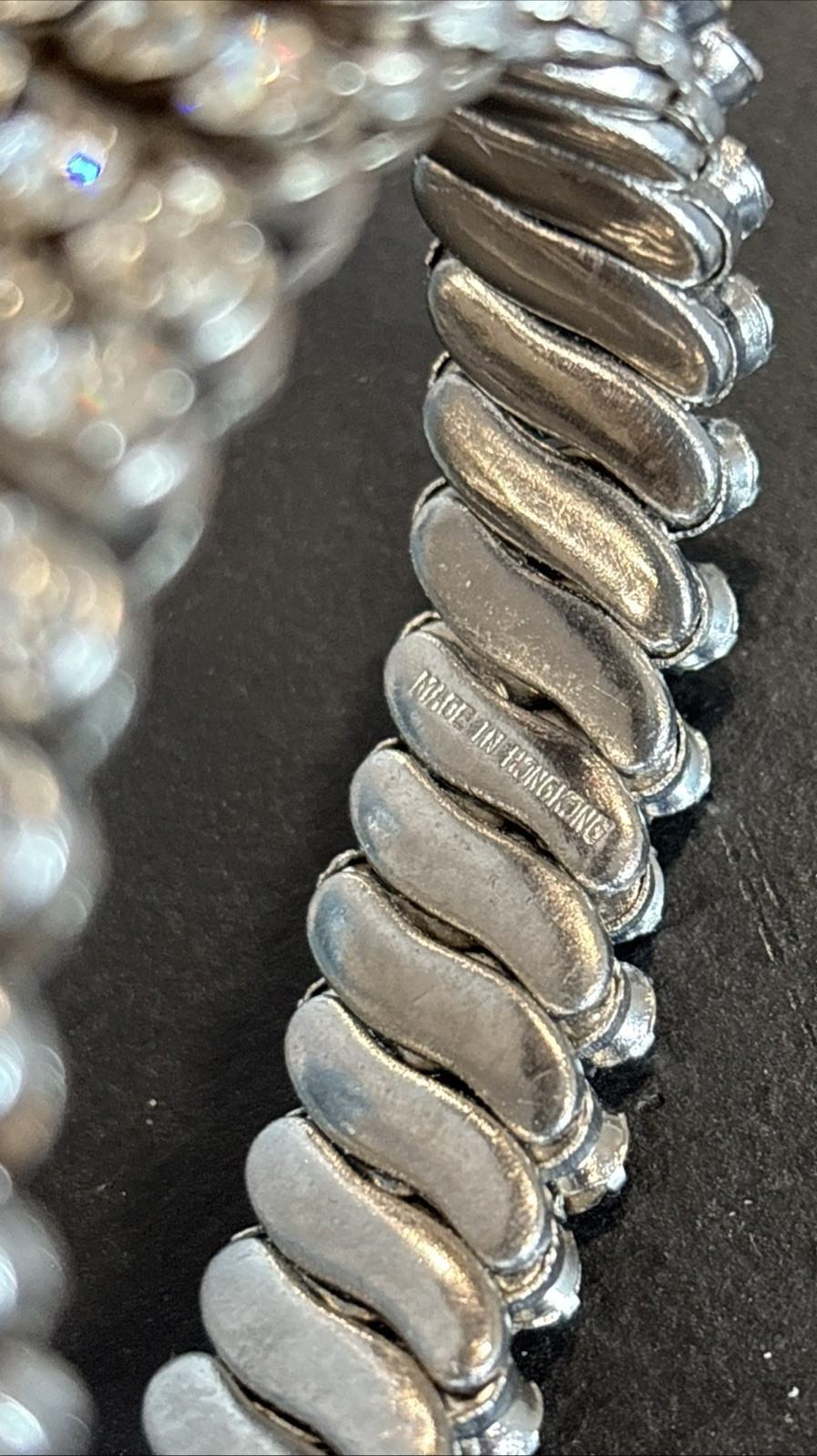 3 Crystal Rhinestone Prong Expansion Stretch Bracelets 1950’s Hong Kong Japan