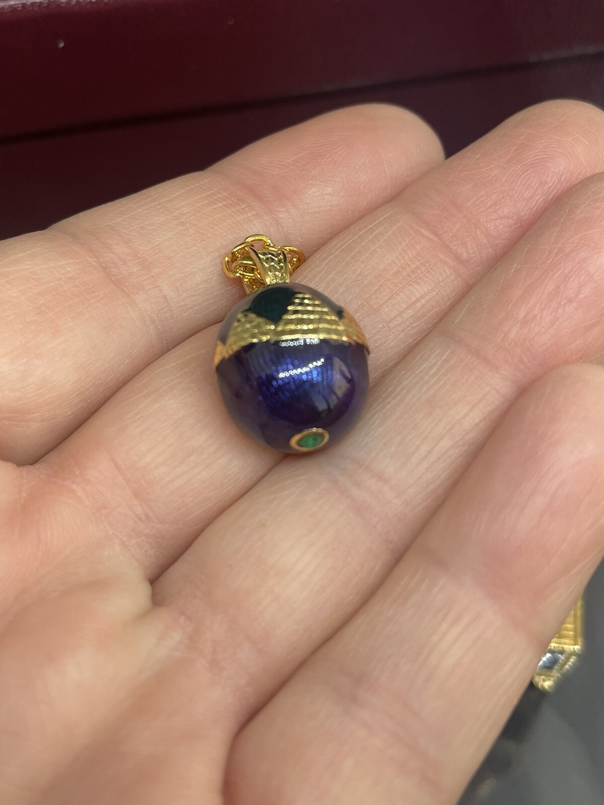 VTG Edgar Berebi Limited Edition Egyptian Faberge Eggs Pendant Necklace W/stand
