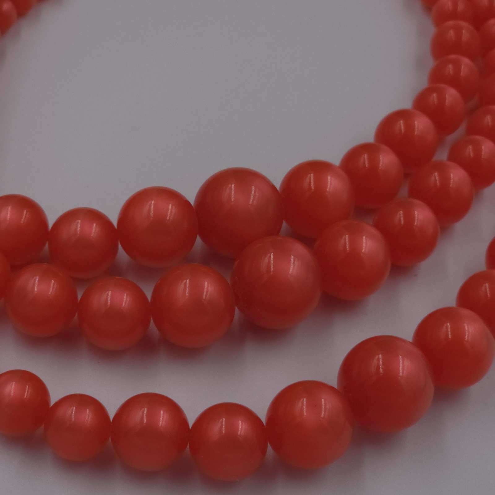 Vintage Triple Strand Necklace Bright Orange Moonglow Beaded Chunky Statement