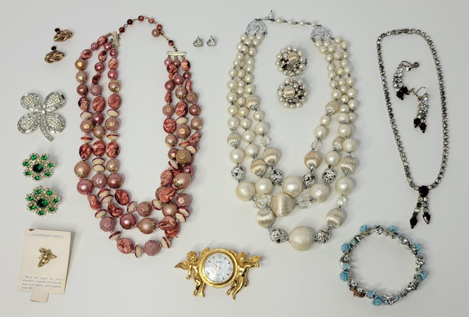 Vintage Costume Jewelry Lot 1960s Necklaces Earrings Broaches