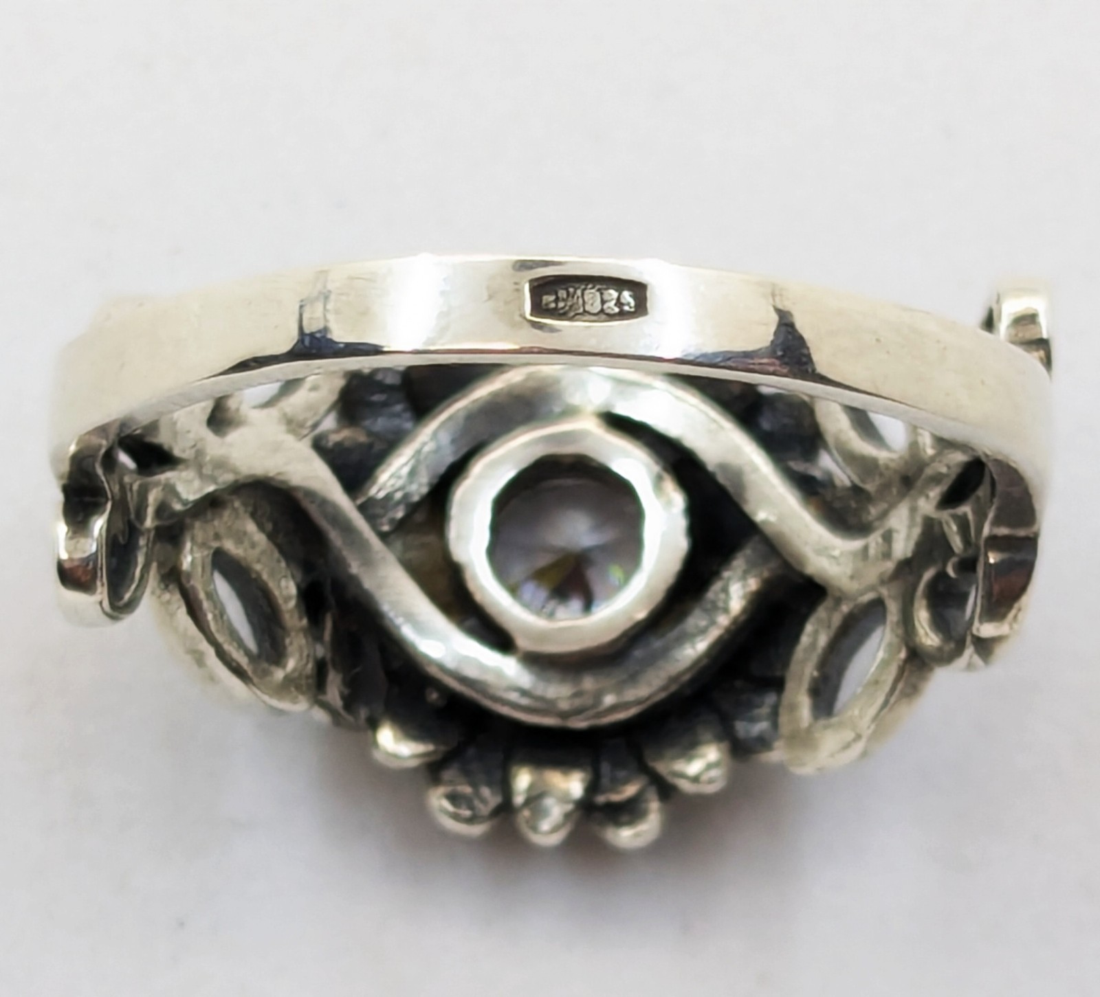 Vintage Elegant RING Silver 925 with Chic Bright Stone -size: 9.5US (19mm) | #2
