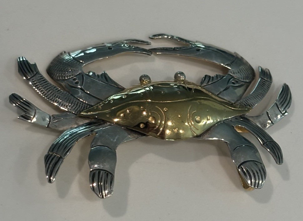 Courtney Peterson Vintage Large Cancer Crab Gold Vermeil 925 Pin/Brooch