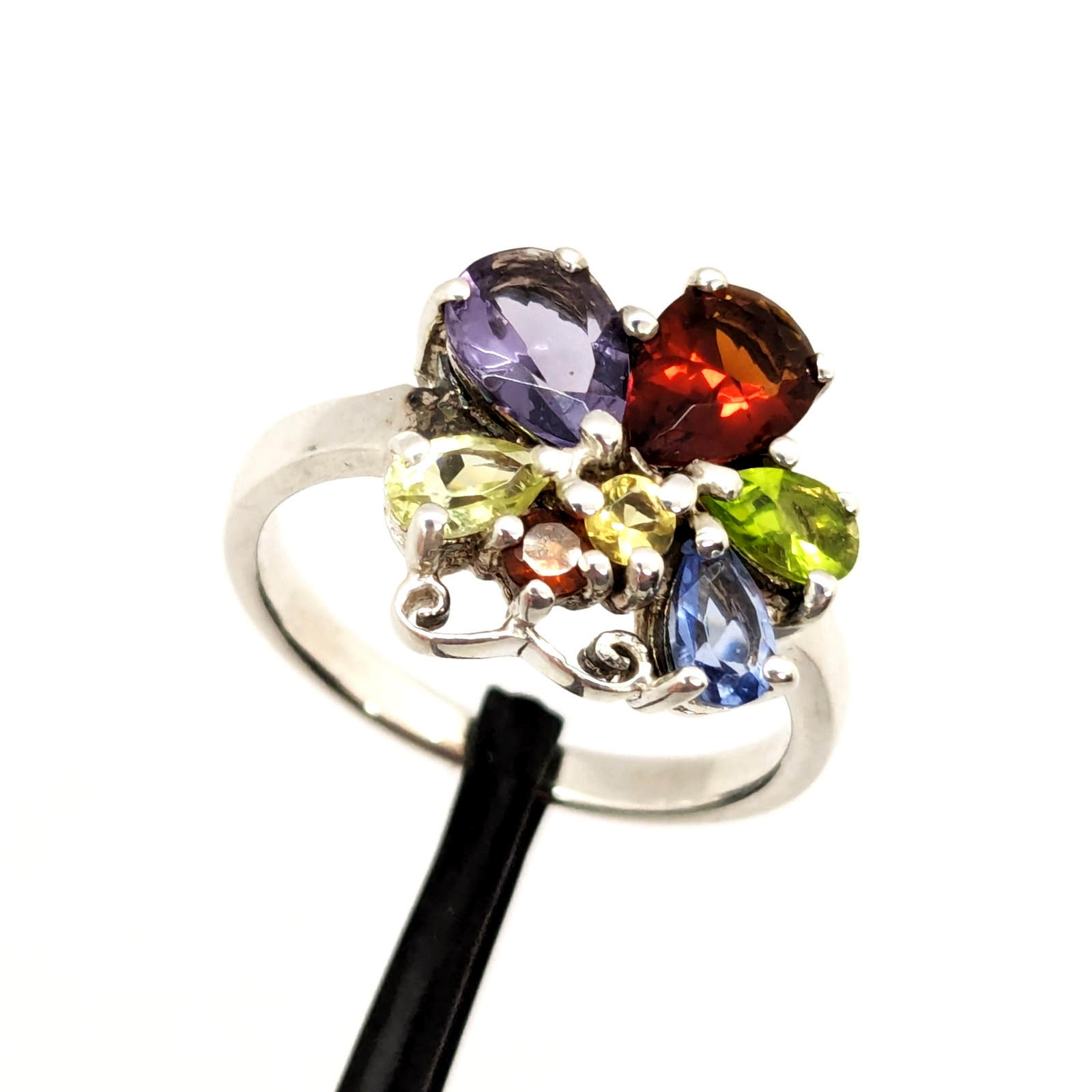 Vintage Luxury RING “Samotsvety”Silver 925 with Bright Stones -size: 7.5US| #127