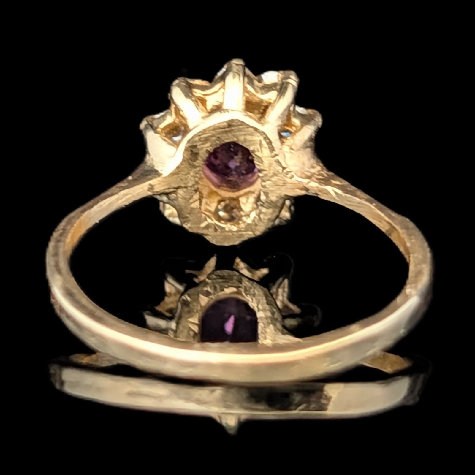 Vintage Pink Sapphire Diamonds 14k Yellow Gold Halo Ring Estate Jewelry Gift