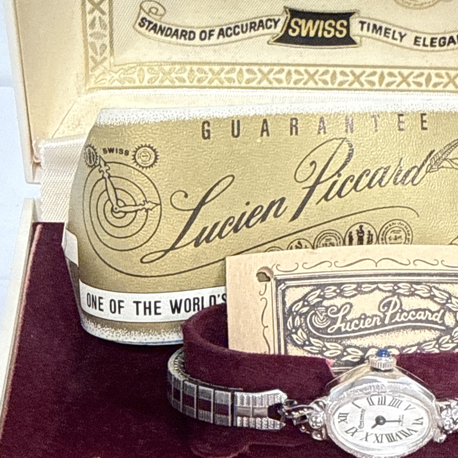 Lucien Piccard Pennard Genuine Diamond Watch Crown Sapphire Wind-up With Box