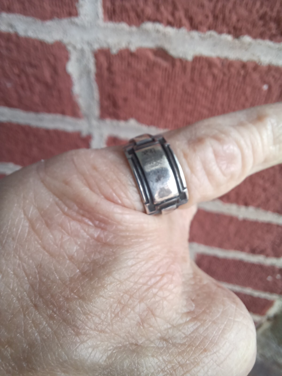 RARE VINTAGE EDWARDIAN FRIENDSHIP MONOGRAM SIGNET PANEL STERLING LADIES RING