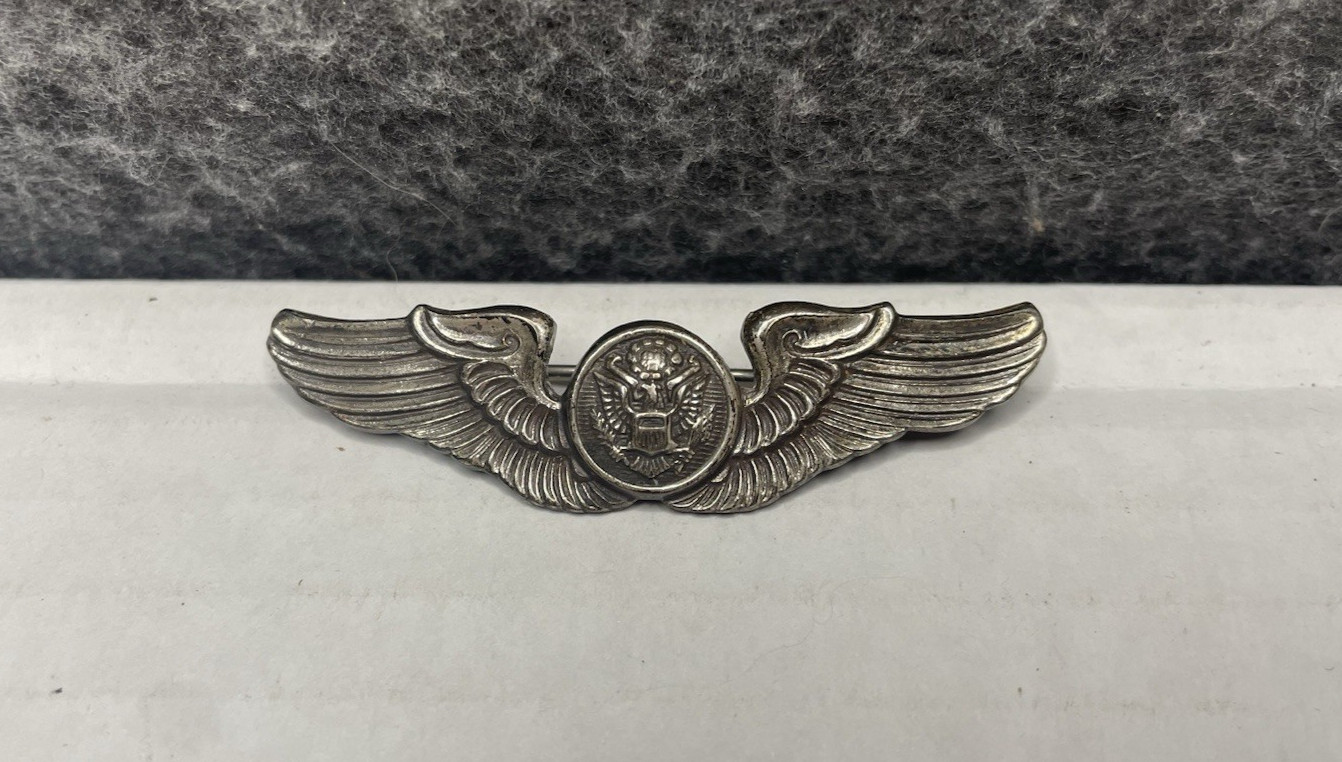 Vintage WWII Sterling Silver Air Force Or Army Air Corps Pin Brooch Wings