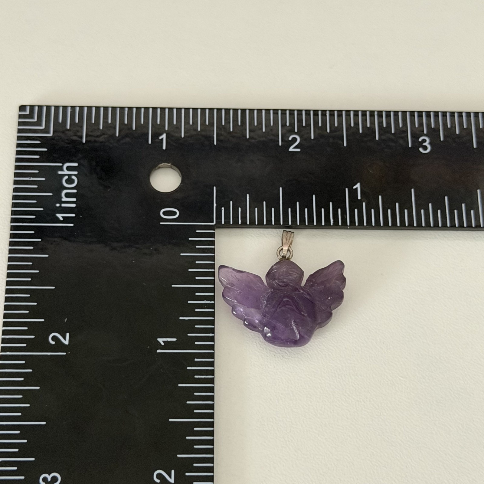 Genuine Amethyst Carved Guardian Angel Lucky Charm Pendant