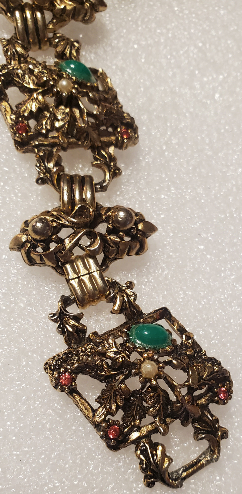 Victorian Style Ornate Foliage Beaded Link Panel Bracelet Florenza? No Hang tag