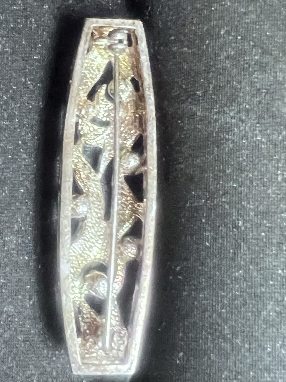 Silver Tone Rectangule Faux Pearls Brooche