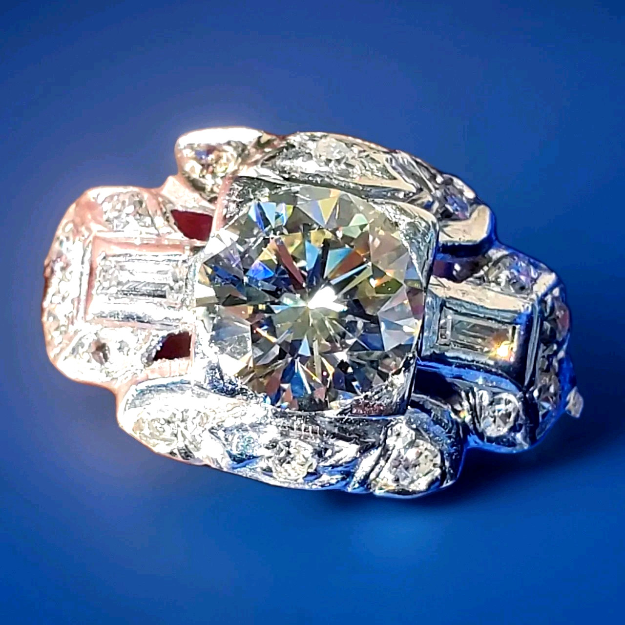 Original EARTH MINED DIAMOND Art Deco Engagement Ring Vintage PLATINUM Solitaire