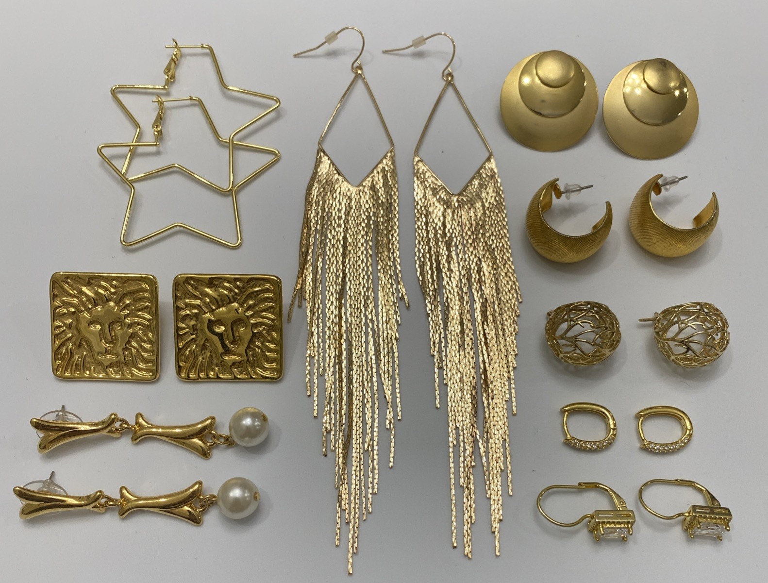 ✨Vintage To Now Lot Of 9 Pairs Beautiful Gold Tone Estate Pierced Earrings✨