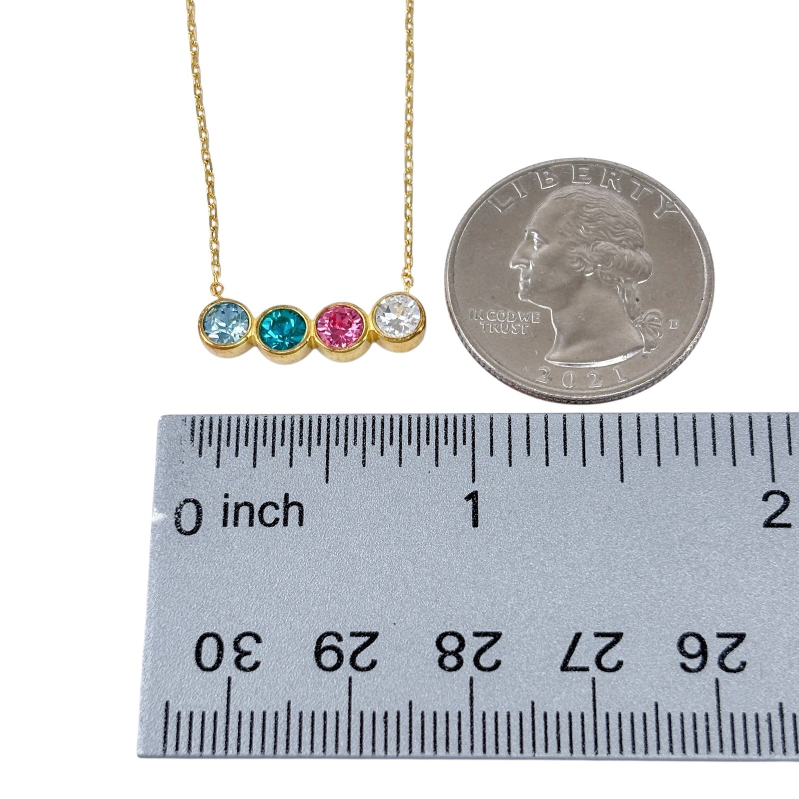 Vintage Gold-Tone Sterling Silver Multi-Color Cubic Zirconia Necklace 16″-18″