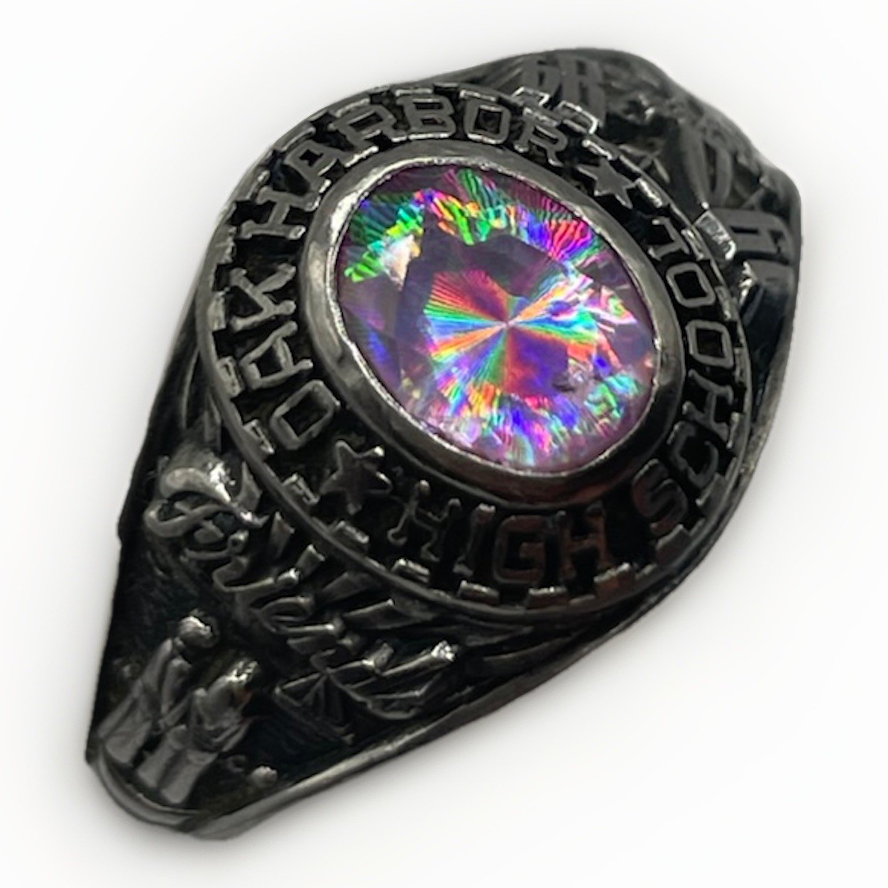 Balfour Celestrium 1984 Oak Harbor HS Class Ring Iridescent Stone Sz 9.5 Women’s