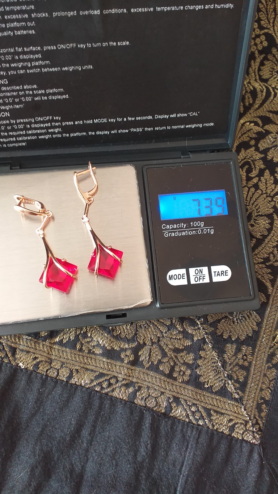 Vintage 1990s 14 Ct Rolled Gold Ruby / Zircons Earrings-Hallmarked 585 RG.