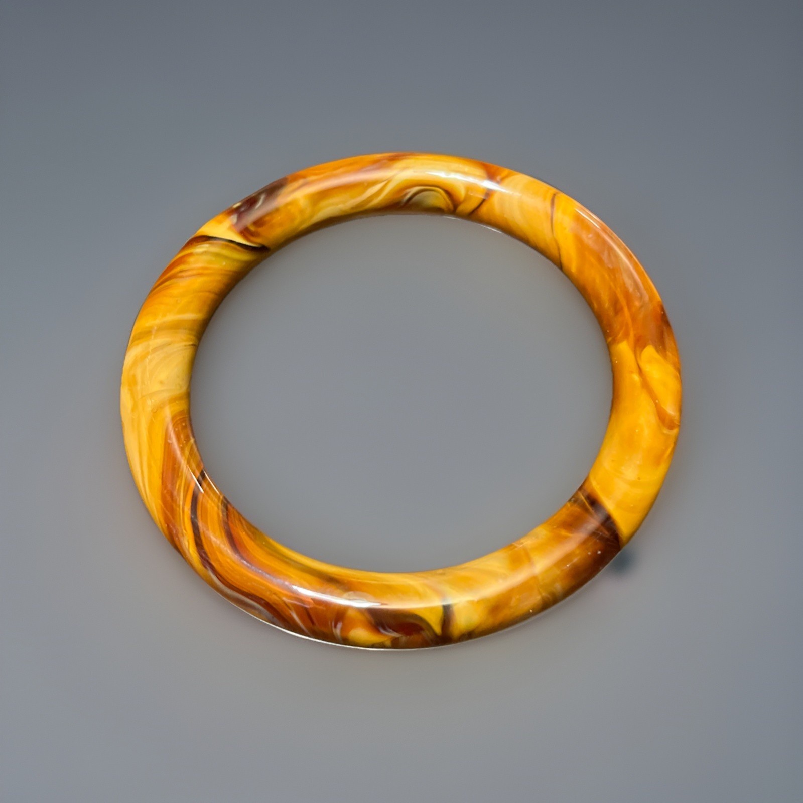 Vintage Chocolate Milk Glass Bangle Bracelet Marbled Caramel Brown 20cm or 7.8”