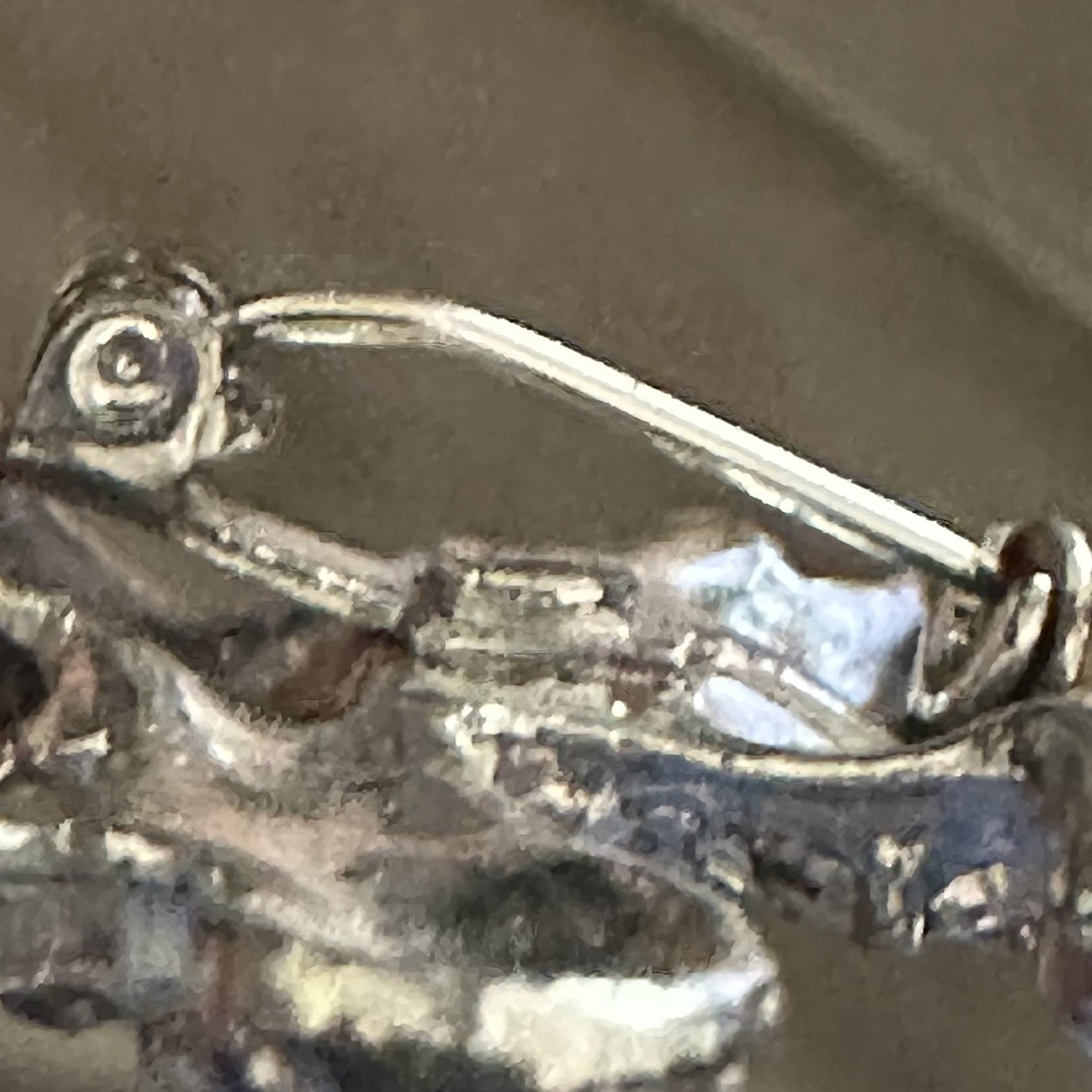Vintage Pot Metal Rhinestone Poodle Dog Brooch Pin Silver Tone Clear Crystal