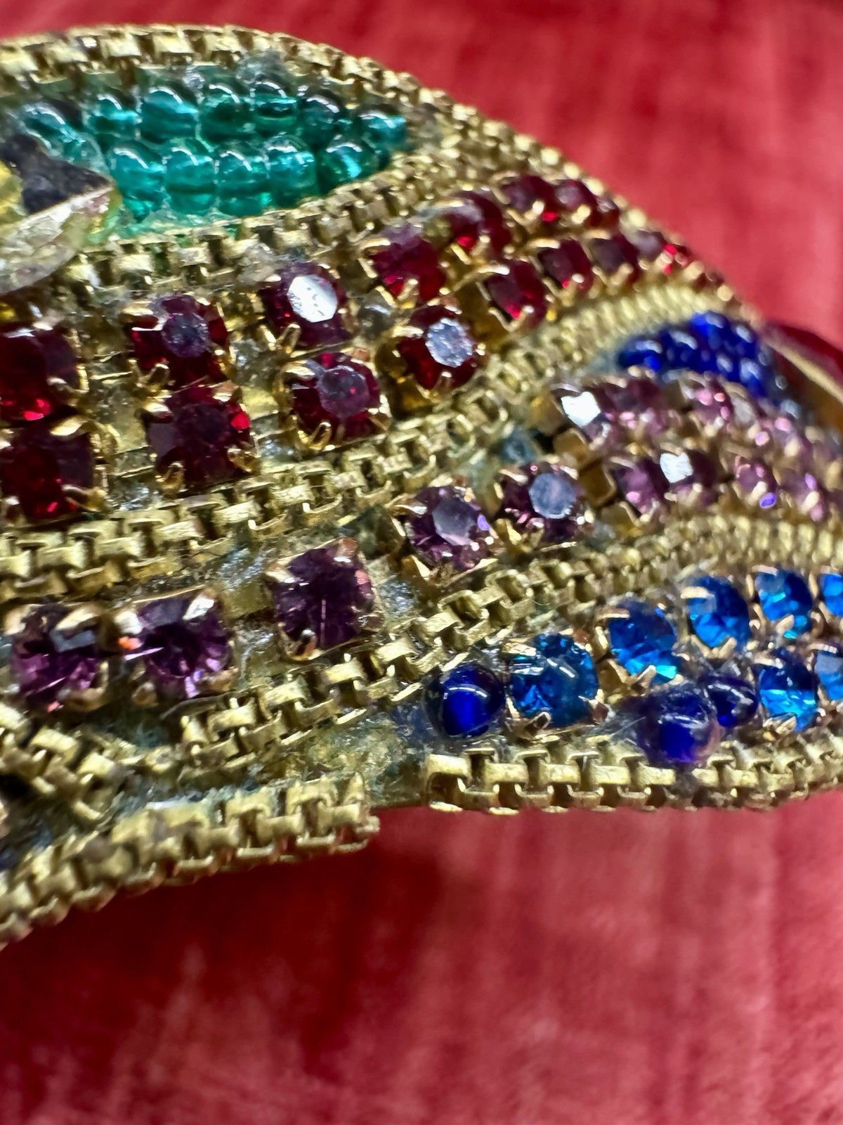 Vtg 1989 Signed M&J Hansen Brass Rhinestone Collar Necklace, Bracelet, Earrings