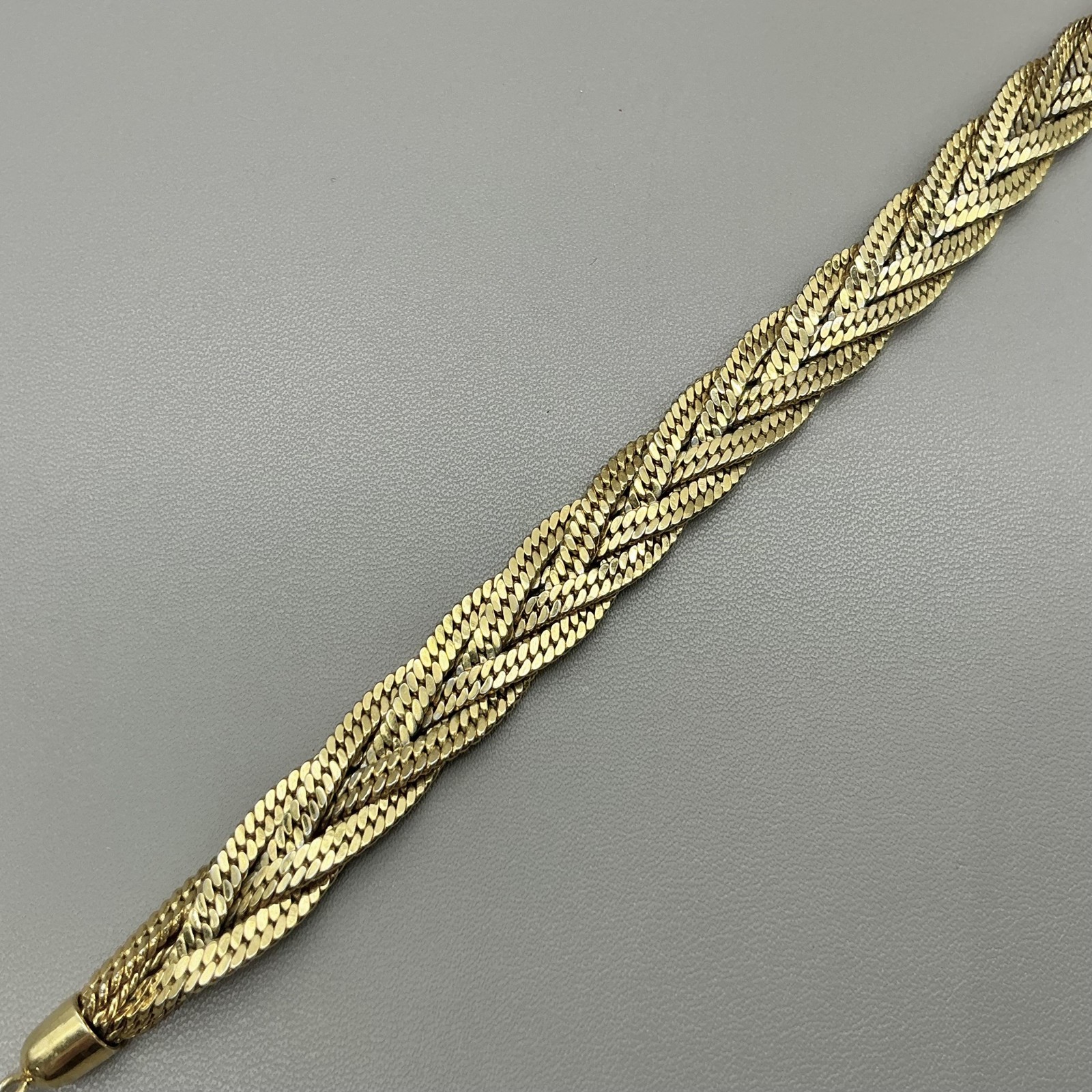Vintage Napier Bracelet Gold Tone Braided Chain Box Clasp Womens Fashion Jewelry