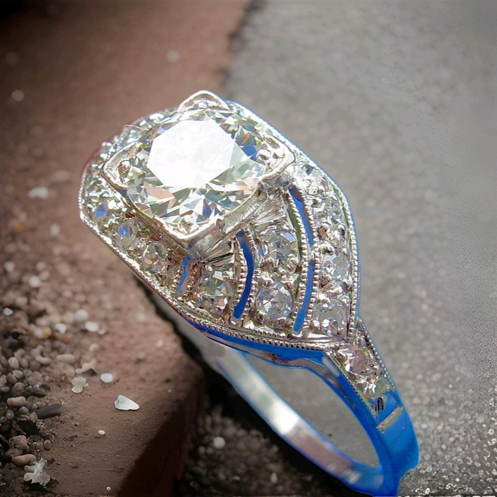 Original EARTH MINED DIAMOND Art Deco Engagement Ring Vintage PLATINUM Solitaire
