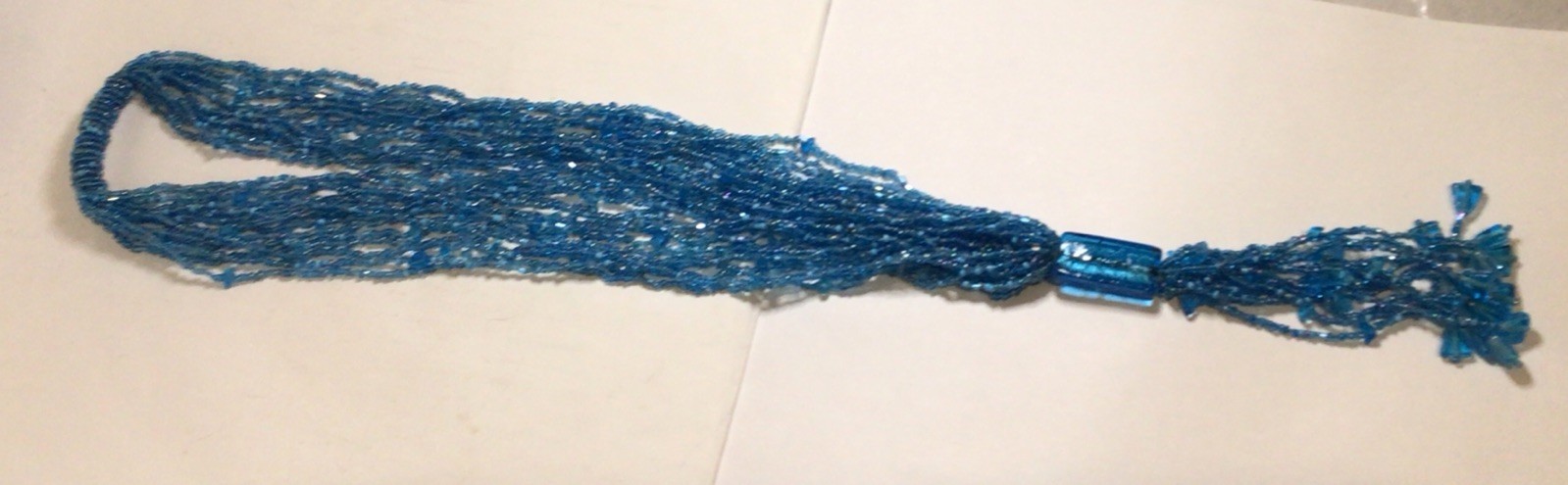 Vintage MultiStrand Blue Seed Bead Necklace 21 In Lariat Style