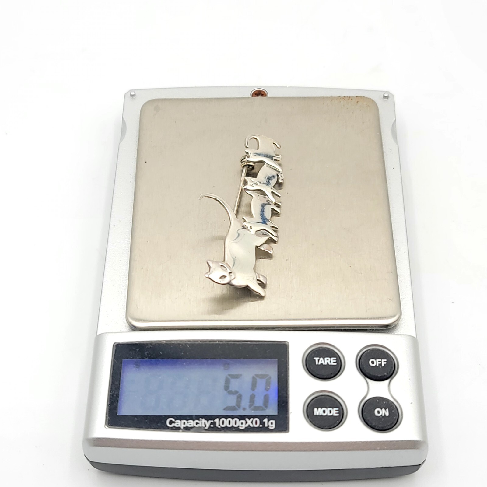 Vtg Brooch Pin Cat Mom Kittens Designer Signed Sterling Silver 925 Jewelry
