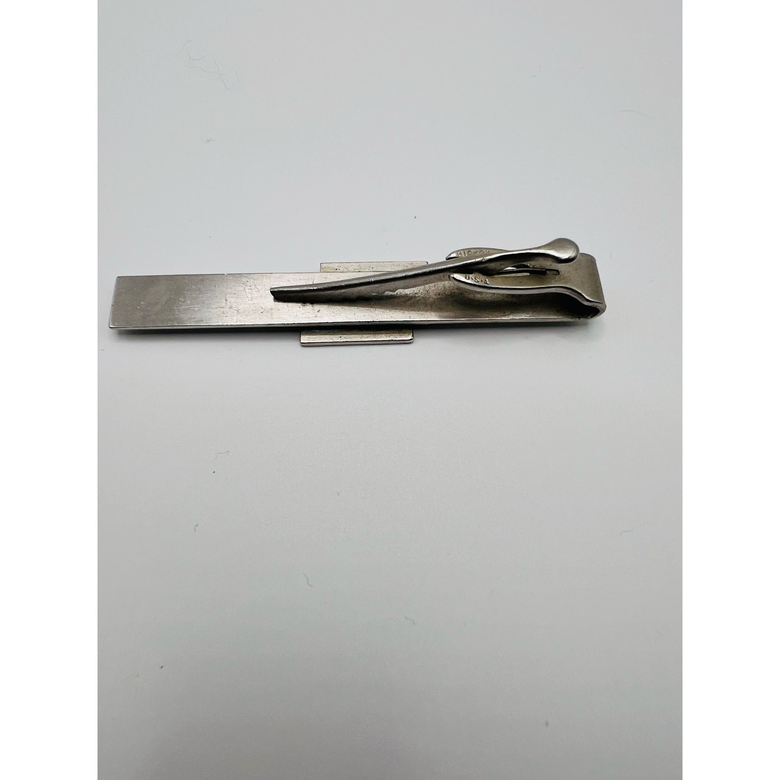 Vintage Silver Tone Tie Clip | Mid Century Minimalist Men’s Tie Bar