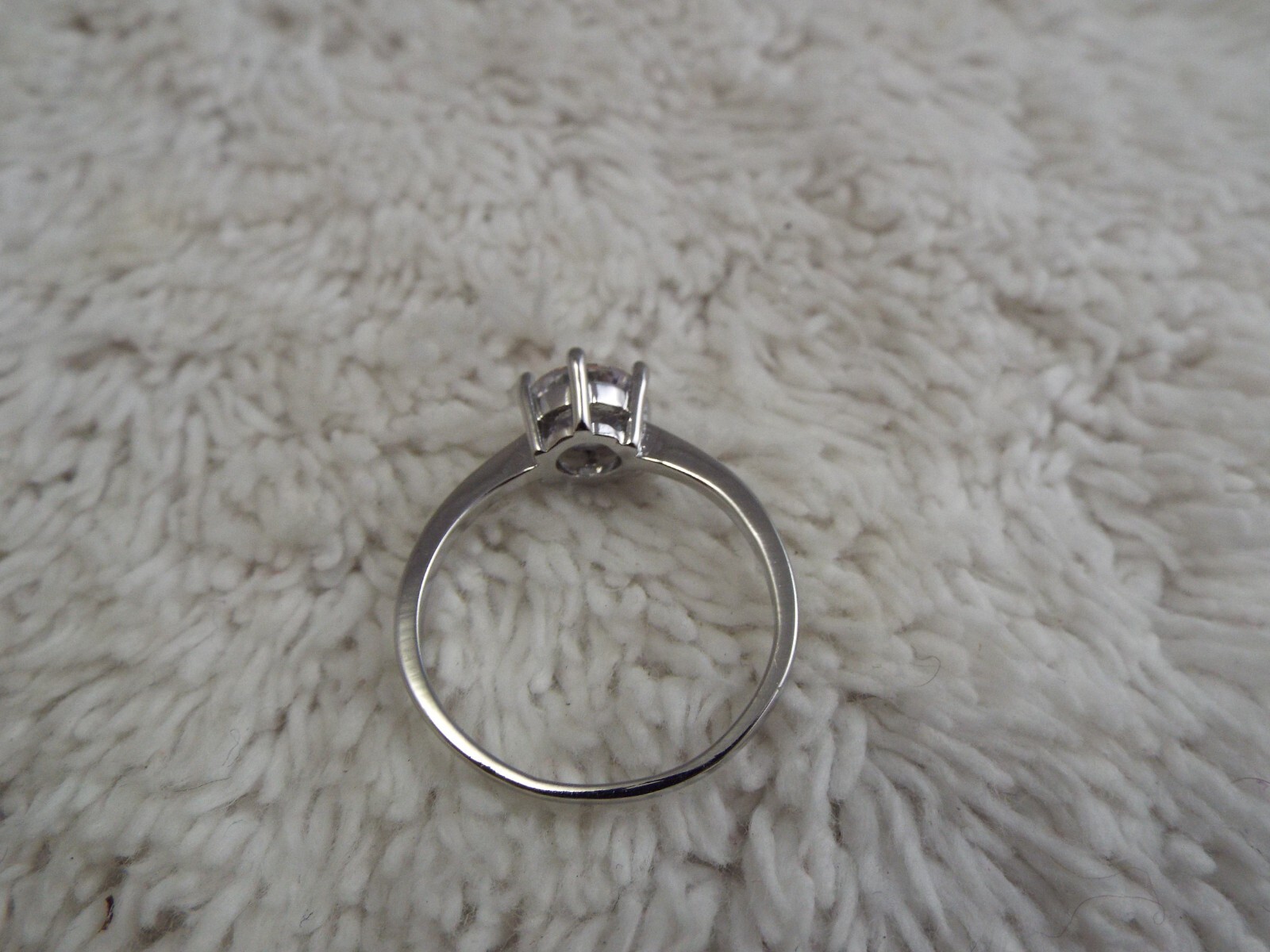 Silvertone Rhinestone Engagement-Style Ring ~ Size 8.5 (G18)