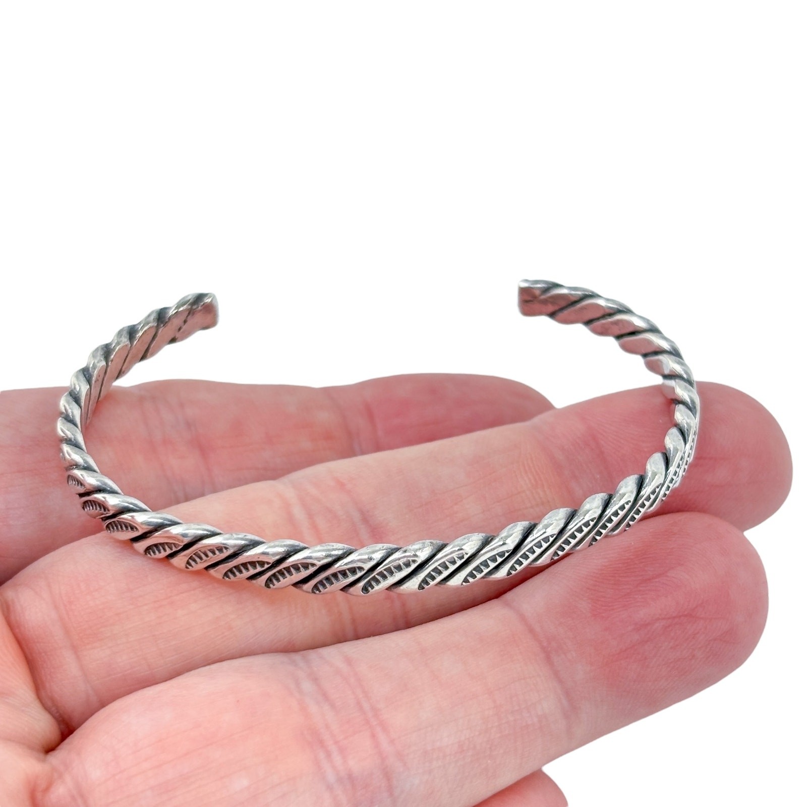 Vintage Southwest Hand Tooled Cuff Bracelet | Vintage Sterling Silver 925 | 6.5″