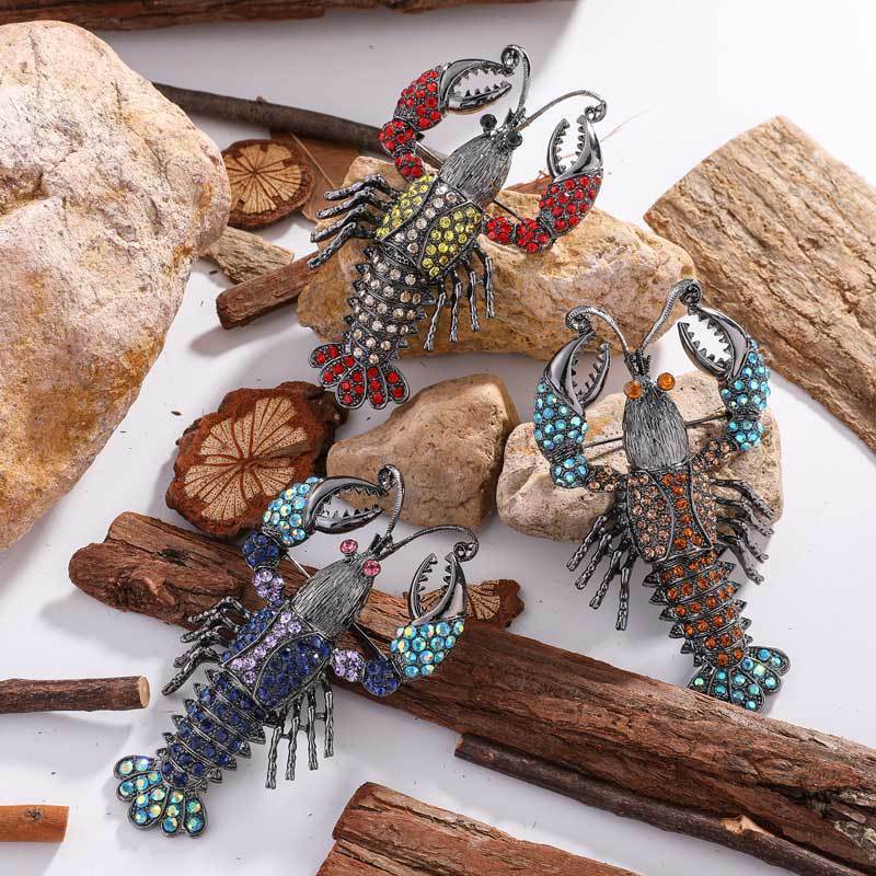 Lobster Brooches Vintage Style Pins Male Suit Coat Corsage Accessories Jewelry