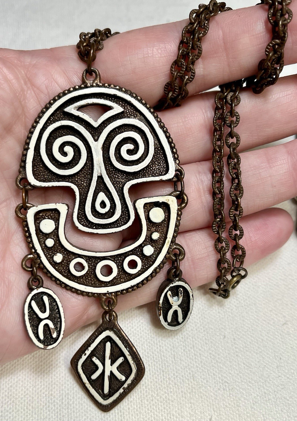 Lot 3 Vintage Estate Necklaces Ethnic Tribal African Statement Black Brown White