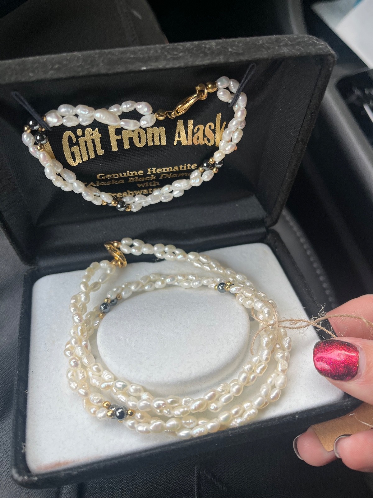 Alaskan Hematite Freshwater Pearl Bracelet Gift From Alaska Black Diamond