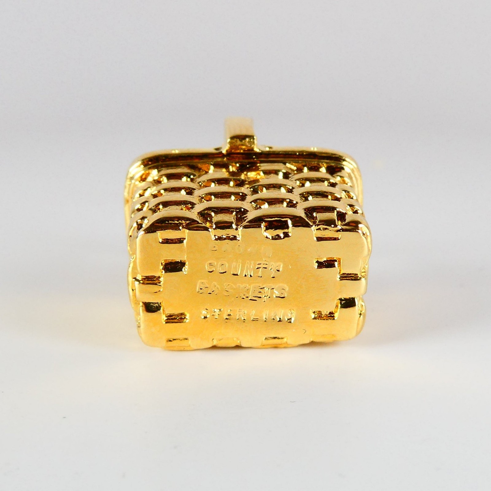 Gold Vermeil over Sterling Silver Picnic Basket Pendant Movable Brown County