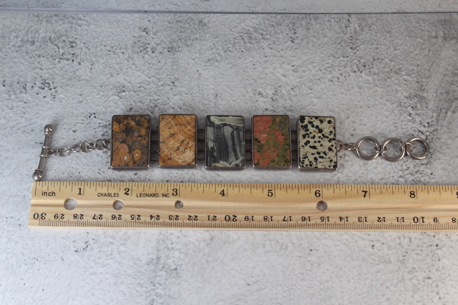 Vintage Chunky Charles Albert Multi Stone Bracelet in Sterling SIlver