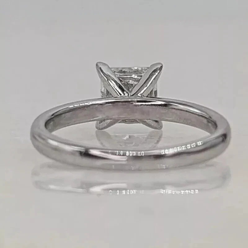 2.15Ct Princess Cut Lab Created Diamond 14K White Gold FN Solitaire Wedding Ring