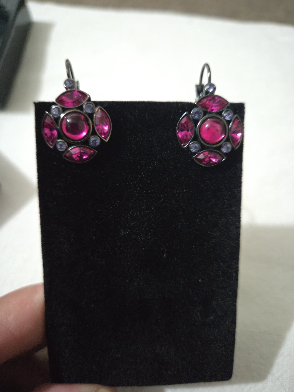 Joan Rivers Classics Collection Maltese Cross Leverback Earrings Fuchsia Pink…
