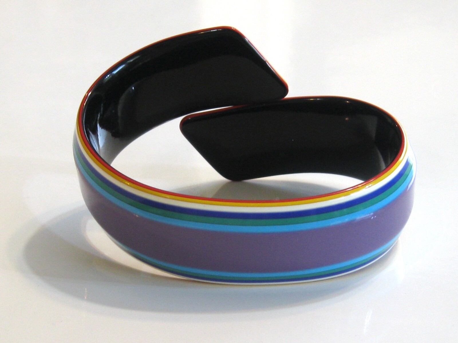 COLORFUL RETRO VINTAGE BYPASS WRAP LAYERED CELLULOSE ACETATE BANGLE BRACELET