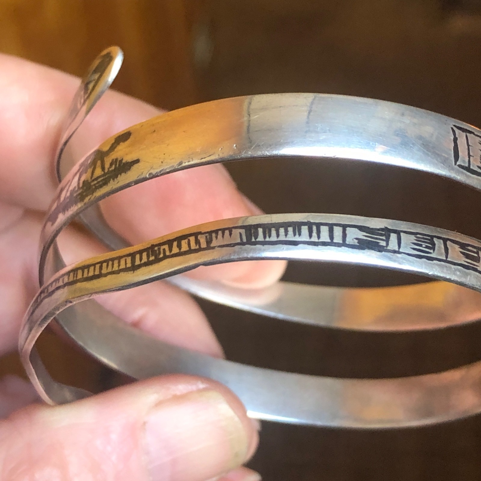 Art Deco Sterling Niello Snake Cuff / Bracelet Egyptian Revival 1930 42 Gram