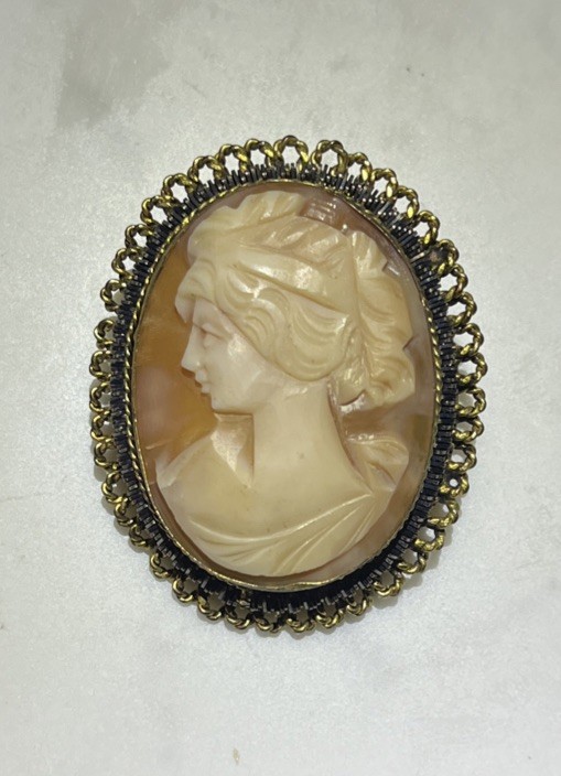 Vintage Cameo Pendant and/or Brooch Pin Set in a Gilt Sterling Silver Mount