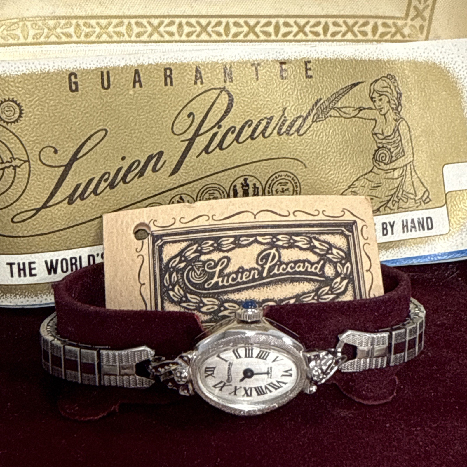 Lucien Piccard Pennard Genuine Diamond Watch Crown Sapphire Wind-up With Box