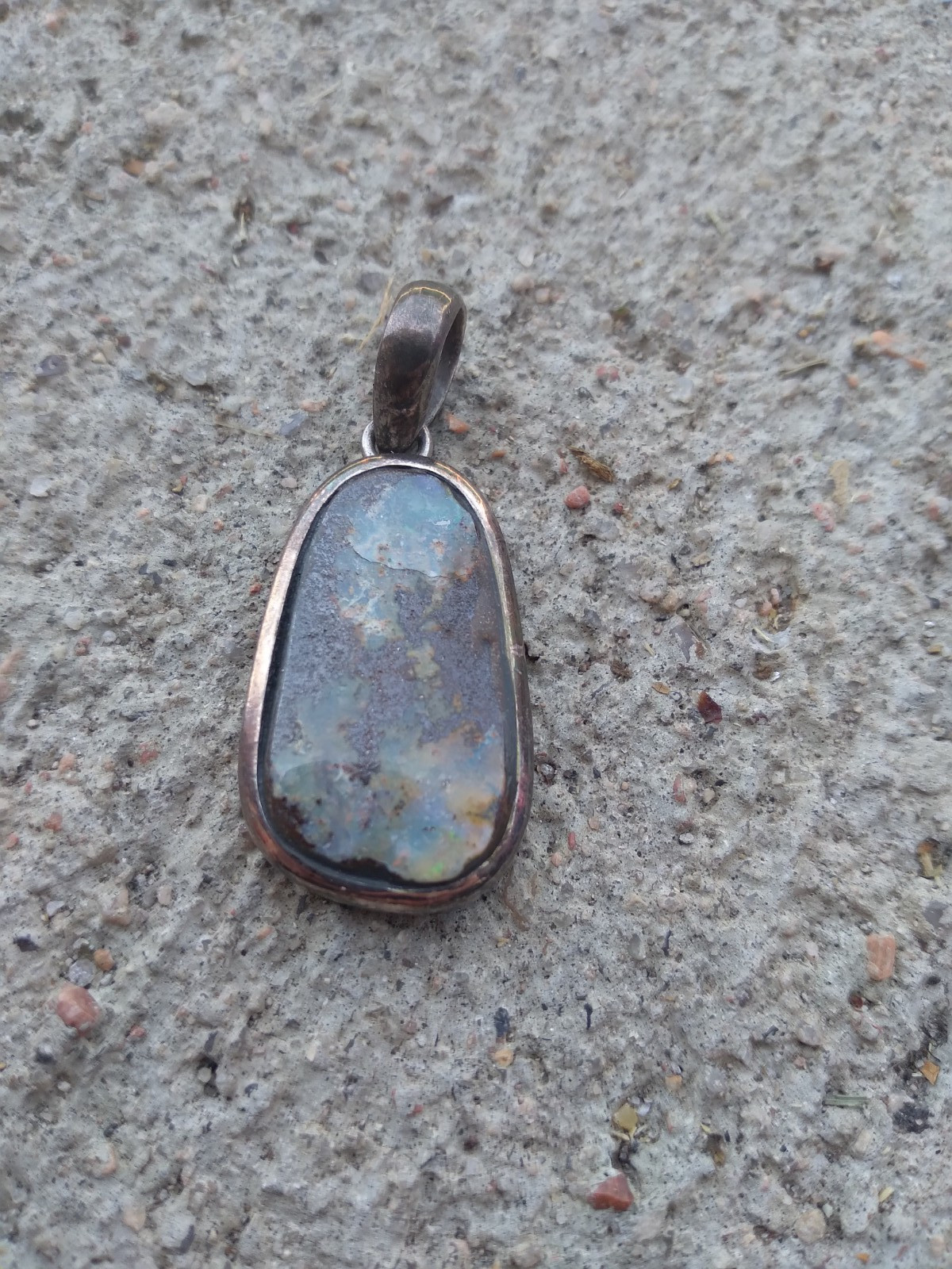 Australian? Boulder Opal Pendant Vintage Sterling Silver 925