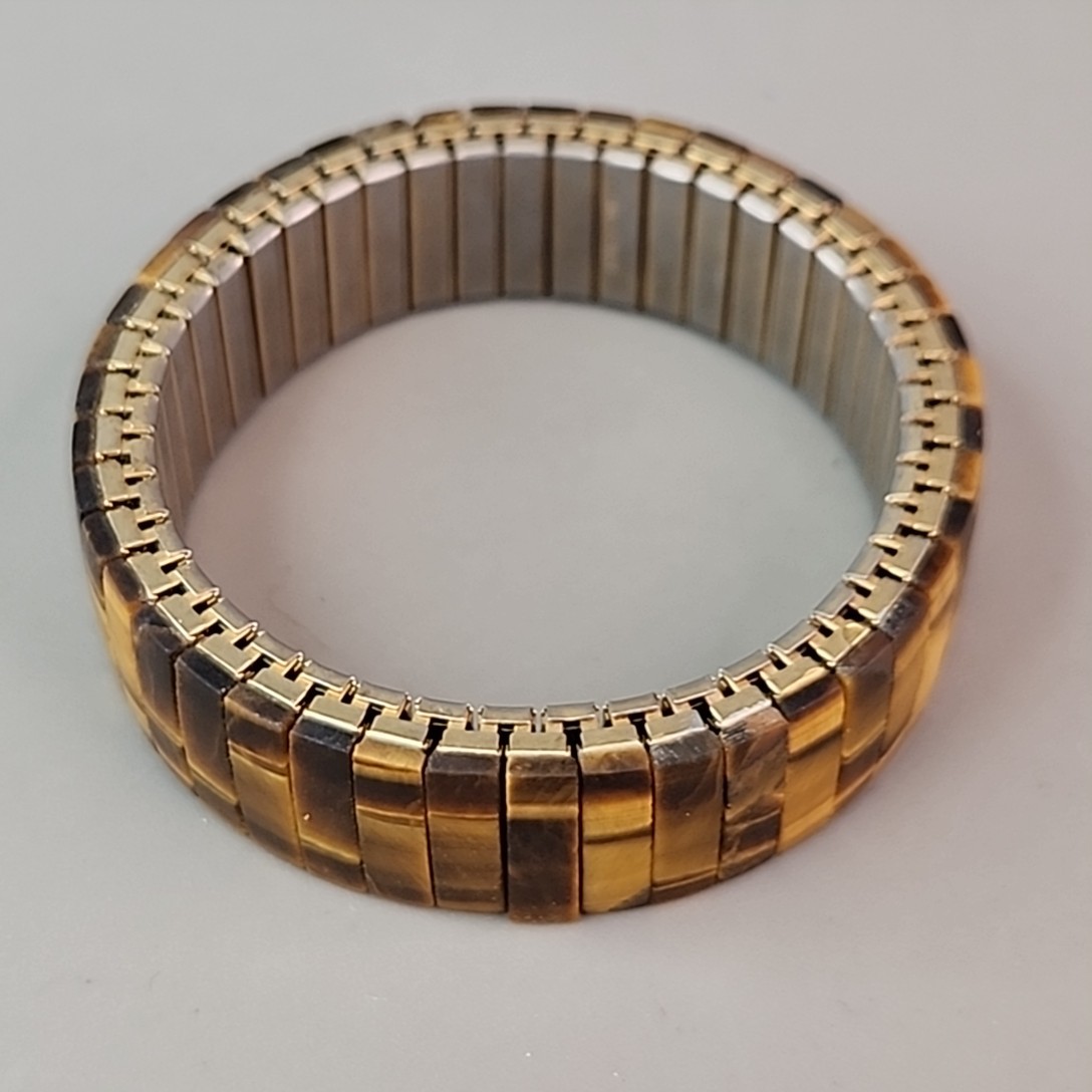 Vintage Tigers Eye Expandable Bracelet Hong Kong Stretch 6.5″