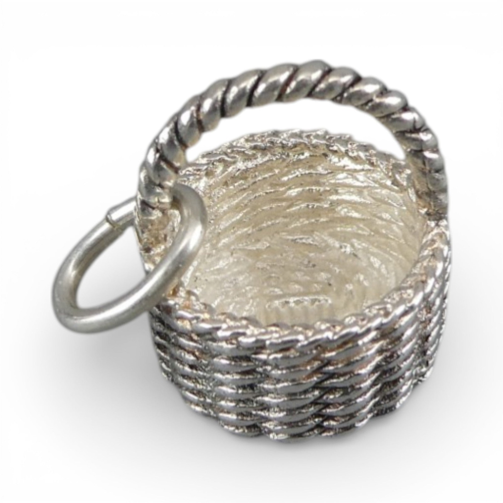 Sterling Silver EASTER BASKET Charm FOR BRACELET Necklace Pendant VINTAGE Gift