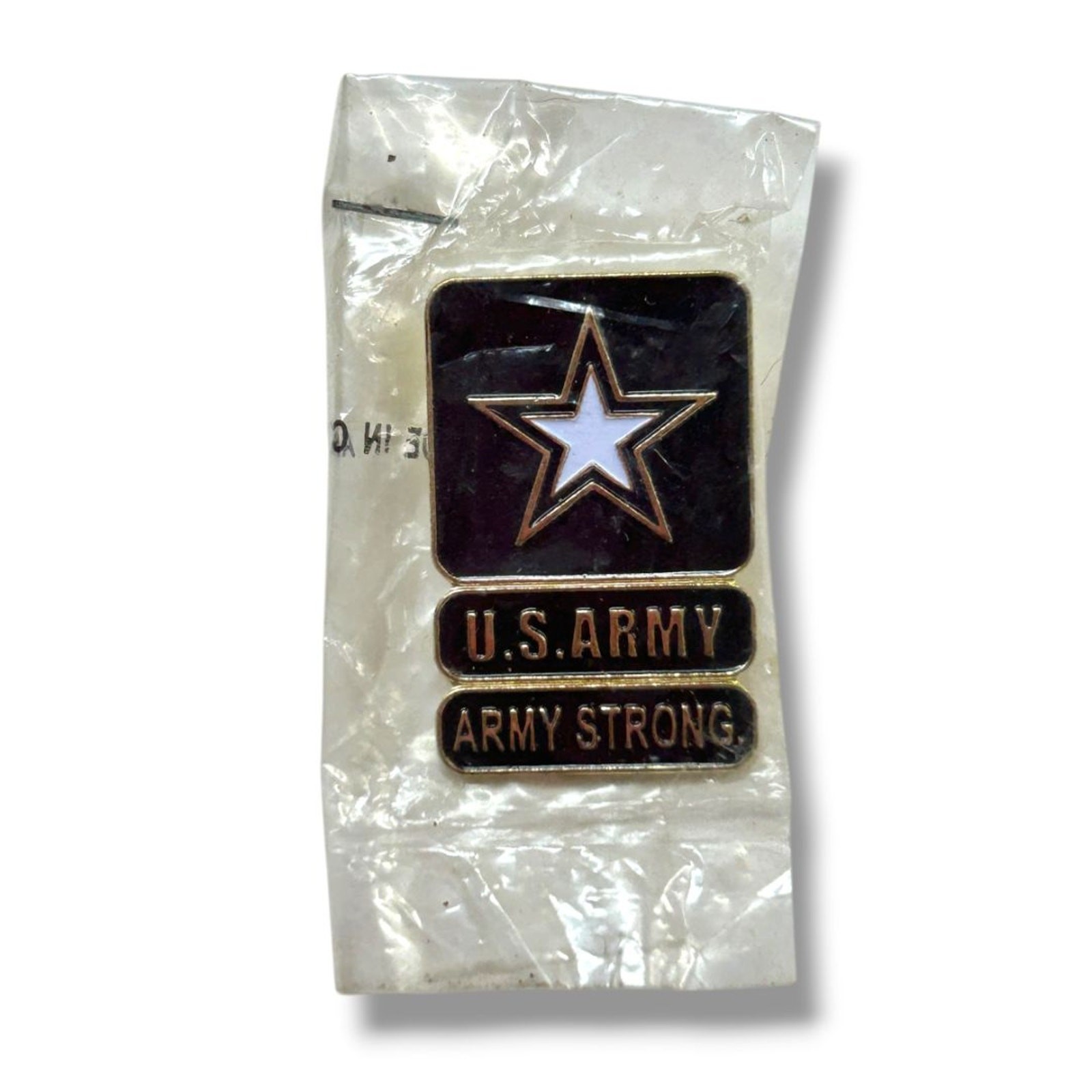 Lapel Pin US Army Strong New 1.25″ Star Goldtone Navy Blue