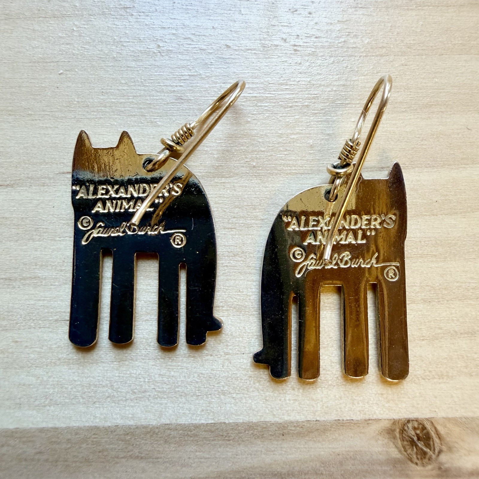 Laurel Burch Alexander’s Animal Cat Dangle Earrings 1980s Vintage