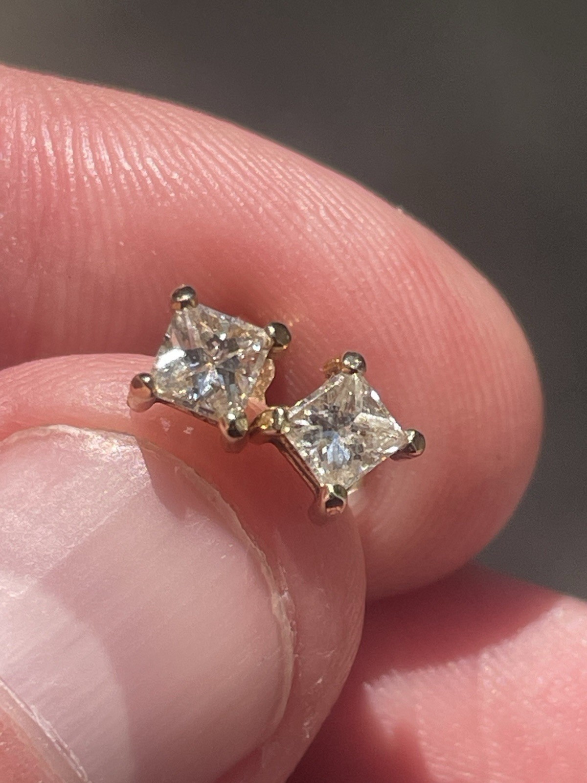 Vintage Estate Diamond Earrings 14K Solid Yellow Gold Clean Set!