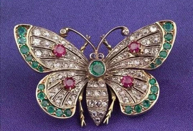 3Ct Round Lab Created Emerald Diamond Brooch Pin 14k Two Tone Gold Plated Silver