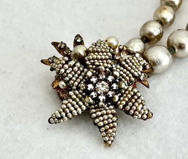 Miriam Haskell 2-Strand Baroque Faux-Pearl Choker Necklace with Starfish Clasp